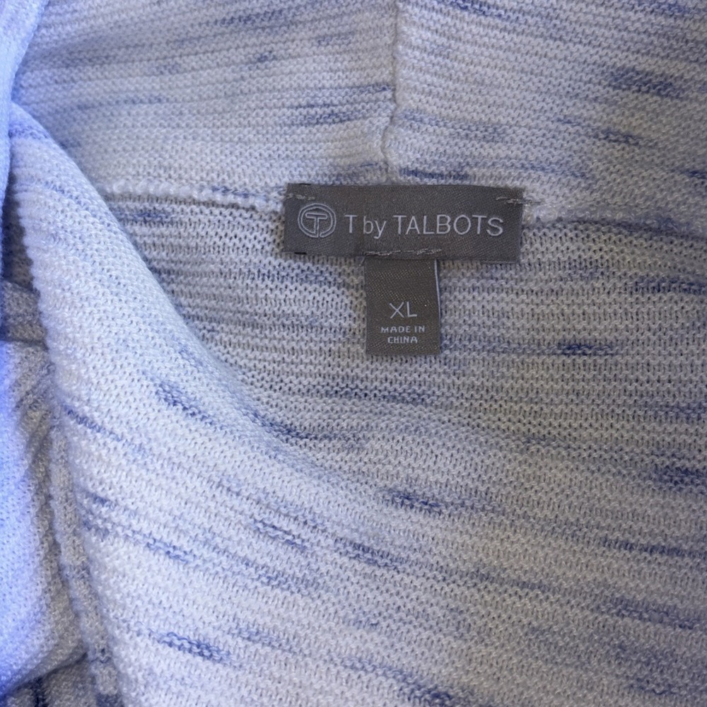 T By Talbots Top Women's XL Blue Ombre Stripe Drawstring Cowlneck Minimalist - Picture 14 of 15
